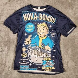 Fallout Nuka-Bombs Graphic T-Shirt Mens XXL Blue Excellent Vault Boy Cereal Tee
